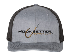 Hooksetter Logo Embroidered Ball Cap - Heather Grey and Black