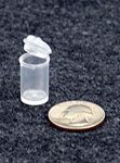 Bottles, Jars and Tubes:  050850-23 - standard 0.50" diameter - Microvials medical-grade polypropylene hinged-lid lab vials 1.29 milliliters - 0.7-drams - 0.043 oz.