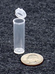 Bottles, Jars and Tubes:  051600-13 - standard 0.50" diameter - Microvials medical-grade polypropylene hinged-lid lab vials 2.97 milliliters - 1.6-drams - 0.10 oz.