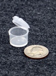 Bottles, Jars and Tubes:  070600-12 - standard 0.75" diameter - Microvials medical-grade polypropylene hinged-lid lab vials 1.73 milliliters - 0.96-drams - 0.06 oz.
