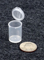 Bottles, Jars and Tubes:  071100-75 - standard 0.75" diameter - Microvials medical-grade polypropylene hinged-lid lab vials 2.56-drams 4.62 milliliters - 0.16 oz.