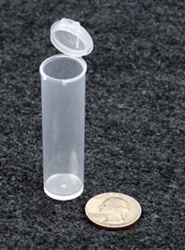 Bottles, Jars and Tubes:  072650 - standard 0.75" diameter - Microvials 6.88-drams 12.64 milliliters - 0.43 oz. medical-grade polypropylene hinged-lid lab vials.