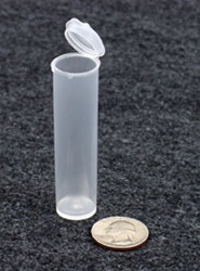 Bottles, Jars and Tubes:  072900-27 - standard 0.75" diameter - Microvials 7.52-drams 13.96 milliliters - 0.47 oz. medical-grade polypropylene hinged-lid lab vials.
