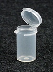 Bottles, Jars and Tubes:  101250-3 - 0.34 oz. 1-inch diameter Lacons&reg; clarified natural  laboratory and medical grade polypropylene; small round hinged-lid containers.