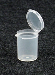 Bottles, Jars and Tubes:  121500-1 - 0.58 oz. 1Â¼-inch Lacons&reg; clarified natural  laboratory and medical grade polypropylene; small round hinged-lid containers.