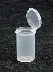 Bottles, Jars and Tubes:  121900 - 0.75 oz. 1Â¼-inch Lacons&reg; clarified natural  laboratory and medical grade polypropylene; small round hinged-lid containers.