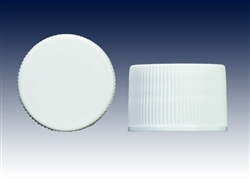 20-410 white ribbed with F-217&reg; foam liners, screw caps-plastic bottle closures - Product Code: 20-410-BC-WR-F217P