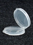 Bottles, Jars and Tubes:  200300 - 0.20 oz. 2-inch Lacons&reg; clarified natural  laboratory and medical grade polypropylene; small round hinged-lid containers.