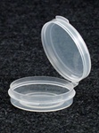 Bottles, Jars and Tubes:  200625 - 0.50 oz. 2-inch Lacons&reg; clarified natural  laboratory and medical grade polypropylene; small round hinged-lid containers.