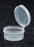 Bottles, Jars and Tubes:  201000 - 1.09 oz. 2-inch Lacons&reg; clarified natural  laboratory and medical grade polypropylene; small round hinged-lid containers.