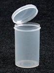 Bottles, Jars and Tubes:  203150 - 4.12 oz. 2-inch Lacons&reg; clarified natural  laboratory and medical grade polypropylene; small round hinged-lid containers.