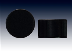 24-410 black ribbed with F-217&reg foam and Uni-Foam&trade; pressure sensitive PS-113 liners, screw caps-plastic bottle closures - Product Code: 24-410-BC-BR-F2PS1