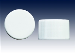 24-410 white ribbed with F-217&reg foam and Uni-Foam&trade; pressure sensitive PS-113 liners, screw caps-plastic bottle closures - Product Code: 24-410-BC-WR-F2PS1
