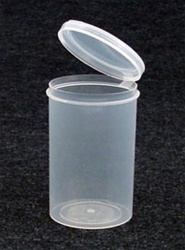 Bottles, Jars and Tubes:  253800 - 8 oz. 2Â½-inch Lacons&reg; clarified natural  laboratory and medical grade polypropylene; small round hinged-lid containers.