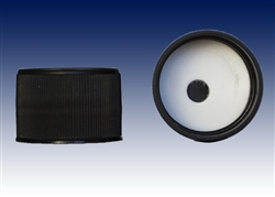 28-410 black ribbed vented (.003) with F-217&reg; liner, screw caps-plastic bottle closures - Product Code: 28-410-BC-BR-VTF2