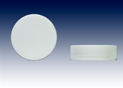 38-400 white ribbed with F-217&reg; foam liners, screw caps-plastic bottle closures - Product Code: 38-400-BC-WR-F2