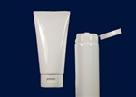BJT Tubes on Demand White 6 oz MDPE Cosmetic Squeeze Tube with Flip Top Cap and Al seals on the orifice.