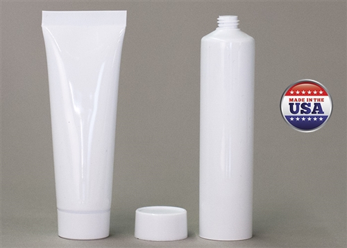 Bottles Jars and Tubes: Tubes on Demand White 1 oz. LDPE Tube with Stand On Screw Caps.