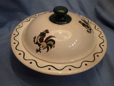 Vegetable Bowl & Lid California Provincial Green Rooster