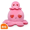 Octopus Large Reversible Pink Fire and Hearts Plush