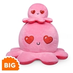 Octopus Large Reversible Pink Fire and Hearts Plush