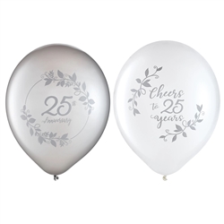 Happy 25th Anniversary Latex Balloons