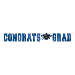 Congrats Grad School Colors Blue Letter Banner