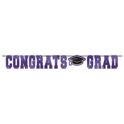 Congrats Grad School Colors Purple Letter Banner