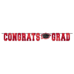 Congrats Grad School Colors Red Letter Banner