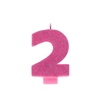 Glitter Numeral 2 Pink Candle