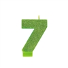 Glitter Numeral 7 Green Candle