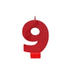 Glitter Numeral 9 Red Candle