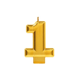 Metallic Gold Numeral 1 Candle