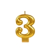 Metallic Gold Numeral 3 Candle