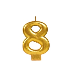 Metallic Gold Numeral 8 Candle