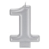 Numeral Silver Metallic Candle #1