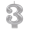 Numeral Silver Metallic Candle #3