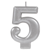 Numeral Silver Metallic Candle #5