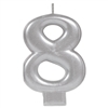 Numeral Silver Metallic Candle #8