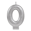 Numeral Silver Metallic Candle #0