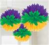 Mardi Gras Fluffy Decorations 3 Count