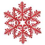 Red Glitter Snowflake Decoration 6.5 inches