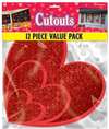 Glitter Hearts Value Pack Cutouts 12 Pack
