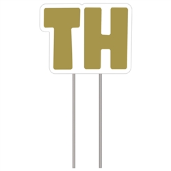 Letters "TH" Gold Yard Sign 16" x 21"