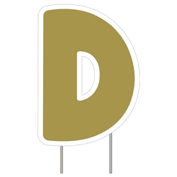 Letter D Gold Yard Sign 25" X 19"