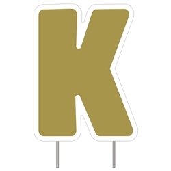 Letter K Gold Yard Sign 25" X 19"