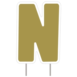 Letter N Gold Yard Sign 25" X 19"