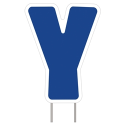 Letter Y - Blue Yard Sign 25" X 19"