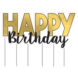 Happy Birthday Gold & Black Yard Sign