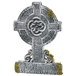 Mossy Celtic Cross Tombstone Decoration